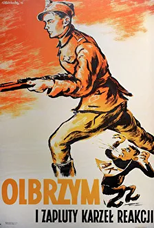Polish communist propaganda poster showing soldier of communist Armia Ludowa... post-WWII. Creator: Unknown