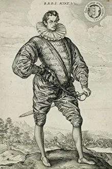 A Polish Nobleman Standing: Balthasar Bathory de Somlyo, 1583. Creator: Hendrik Goltzius