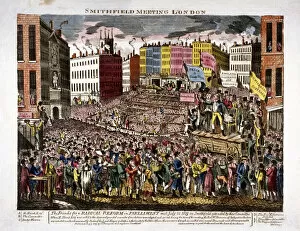 Placard Collection: Political meeting at Smithfield, London, 1819