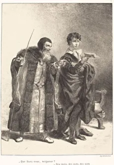 Ferdinand Victor Eug And Xe8 Prints: Polonius and Hamlet (Act II, Scene II), 1834 / 1843. Creator: Eugene Delacroix