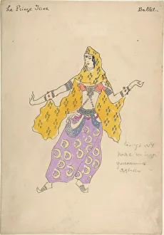 Korovin Prints: Polovtsian girl. Costume design for the opera Prince Igor by A