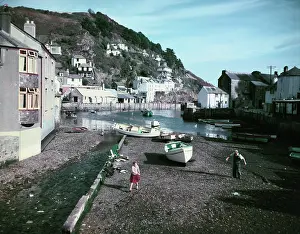 Swan Prints: Polperro Harbour, Cornwall, c1955-1965. Creator: Arthur Charles Kirby Ware