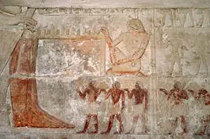 Polychrome relief depicting offering bearers to Mereruka, Mastaba of Mereruka, Saqqara, Egypt, 2003. Creator: Unknown