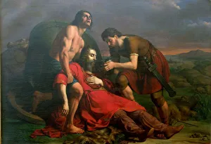Bolognese School Prints: Polystratos and the Dying Darius, 1837. Artist: Masini, Cesare (1812-1891)