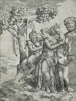 Pomona Prints: Pomona and Pan, 1550s. Creator: Giulio Bonasone