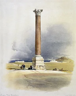 Diocletian Prints: Pompeys Pillar, Alexandria, Egypt, 19th century. Artist: David Roberts