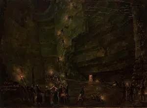 Wheelbarrow Prints: Pond in the Salt Mine at Wieliczka, c1850. Creator: Teodor Baltazar Stachowicz