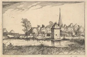 Visscher Prints: Pond and a Village, plate 15 from Regiunculae et Villae Aliquot Ducatus Brabantiae, ca