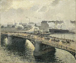 Camille 1830 1903 Prints: Pont Boieldieu in Rouen, sunset, misty weather, 1896