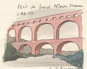 Aqueduct Collection: Pont du Gard, 1951. Creator: Shirley Markham