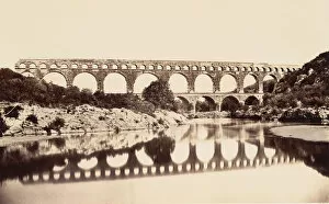 Aqueduct Collection: Pont du Gard, ca. 1861. Creator: Edouard Baldus