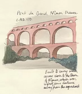 Aqueduct Collection: Pont du Gard, Nimes, France, 1951. Creator: Shirley Markham