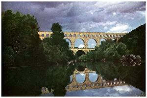 Images Dated 13th July 2009: Pont du Gard, Roman aqueduct, Nimes, France, (1956)