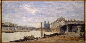 Tournelle Bridge Prints: Pont de la Tournelle, the Ile Saint-Louis and pier