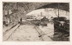 Charles Adams Platt Prints: Under the Pont Marie, Paris, 1887. Creator: Charles Adams Platt (American, 1861-1933)