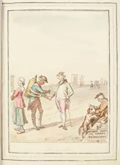 Street Vendor Prints: Pont Neuf, Paris, leaf from A Collection of Dresses by David Allan Mostly from Nature