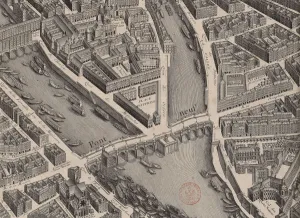 Arch Bridge Prints: Pont Neuf. Plan de Paris, dit Turgot, 1739. Creator: Anonymous