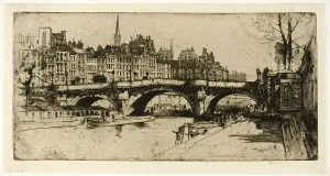Pont Neuf, plate one from the Paris Set, 1904. Creator: David Young Cameron
