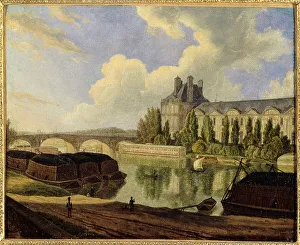 Pont Royal Prints: Pont Royal and the Pavillon de Flore, seen from Quai Voltaire, 1831. Creator: Unknown