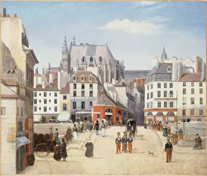Gendarme Prints: Pont Saint-Michel and the city, around 1830. Creator: Unknown