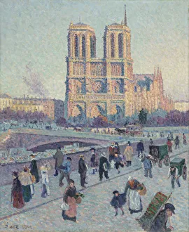 Luce Prints: Pont Saint-Michel and Notre-Dame de Paris, 1901. Artist: Luce, Maximilien (1858-1941)