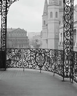 Balcony Rail Prints: Pontalba buildings, New Orleans, between 1920 and 1926. Creator: Arnold Genthe