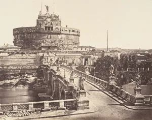 Castel Santangelo Prints: Ponte e Castel S. Angelo, 1848-52. Creator: Eugene Constant