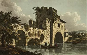 Aquatinthand Coloured Aquatint On Paper Gallery: Ponte Nomentano, plate twenty-seven from Ruins of Rome, published March 28, 1798