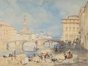 Arno Collection: Ponte Santa Trinita, Florence, before 1832. Creator: James Duffield Harding