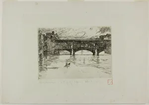 River Arno Prints: Ponte Vecchio, destroyed plate, 1880. Creator: Otto Henry Bacher