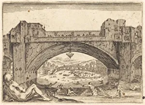 River Arno Prints: Ponte Vecchio, Florence, c. 1622. Creator: Jacques Callot