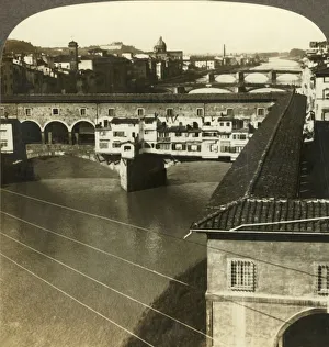 River Arno Prints: Ponte Vechio and westward sweep of the river Arno
