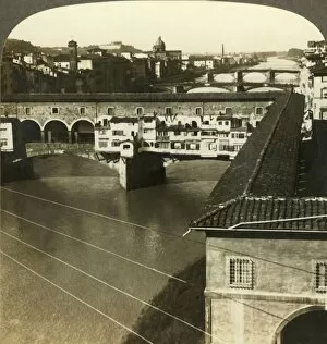 Arno Collection: Ponte Vechio and westward sweep of the river Arno, at Florence, Italy, c1909. Creator: Unknown