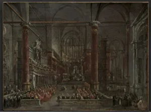 Pontifical Ceremony in SS. Giovanni e Paolo, Venice, 1782, c. 1783. Creator: Francesco Guardi