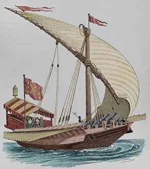 Cannon Prints: Pontifical galley equipped with large stays