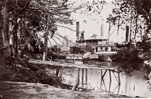 Pontoon Bridge at Deep Bottom, James River, 1864. Creator: Andrew Joseph Russell