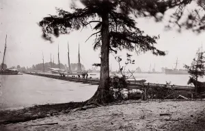 Russell Gallery: Pontoon Bridge, James River, 1864. Creator: Andrew Joseph Russell