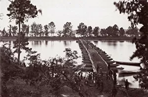 Brady Collection: Pontoon bridge across James River, ca. 1864. Creator: William Frank Browne