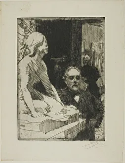 Pontus Fürstenberg and his Wife (standing near Hasselberg's Frog'), 1895. Creator: Anders Leonard Zorn. Pontus Fürstenberg and his Wife (standing near Hasselberg's Frog'), 1895. Creator: Anders Leonard Zorn