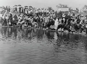 Crowded Collection: At the pool, animal dance-Cheyenne, c1927. Creator: Edward Sheriff Curtis