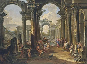 Miracles Of Jesus Prints: The Pool of Bethesda. Artist: Panini, Giovanni Paolo (1691-1765)