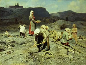 Petersburg Collection: The Poor, Picking up Pieces of Coal, 1894. Creator: Kasatkin