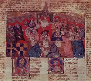 Sacred Prints: Pope Boniface VIII and the sacred college, 1328. Creator: Unknown