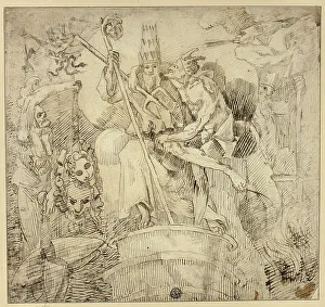 Crosier Prints: Pope Embraced by Devil, n.d. Creator: Unknown