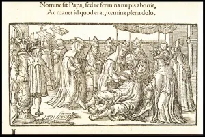 Pope Joan. From De mulieribus claris (Concerning Famous Women) by Giovanni Boccaccio, ca 1538-1539