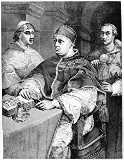 Images Dated 16th April 2008: Pope Leo X, Giulio de Medici (the future Pope Clement VII) and Cardinal de Rossi, 1882