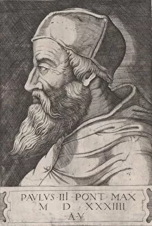 Alessandro Gallery: Pope Paul III in a Skullcap, ca. 1514-36. Creator: Agostino Veneziano