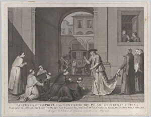 Coach Collection: Pope Pius VI taking leave of the Augustinian monks in Siena, 1801