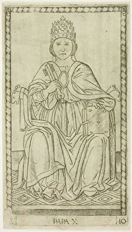 Mantegna Prints: The Pope, plate ten from The Ranks and Conditions of Men, c.1465. Creator: Unknown