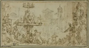 Fred Zucchero Prints: A Pope Receiving a Dignitary in a Public Place (recto) Caricatures of Heads (verso)